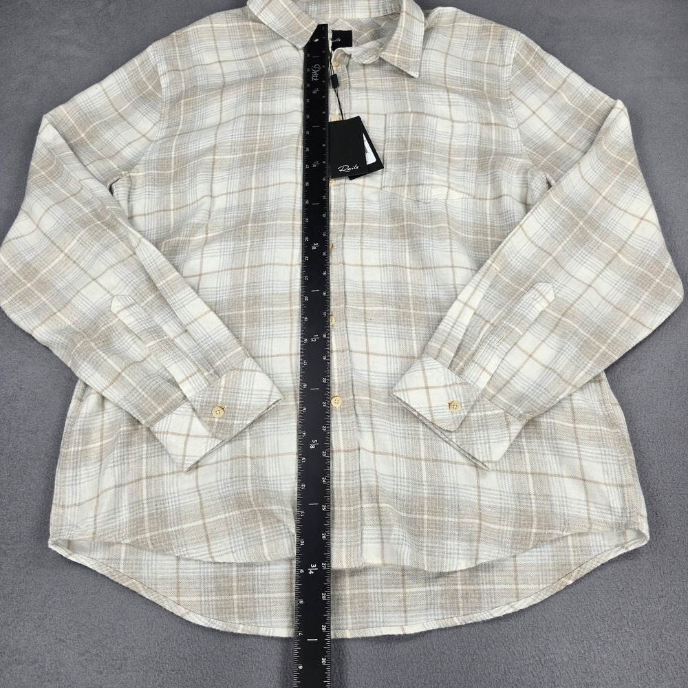 Rails Shirt Mens Large Flannel Beige Plaid Lennox Wheat Dove Melange Button New - Picture 7 of 12
